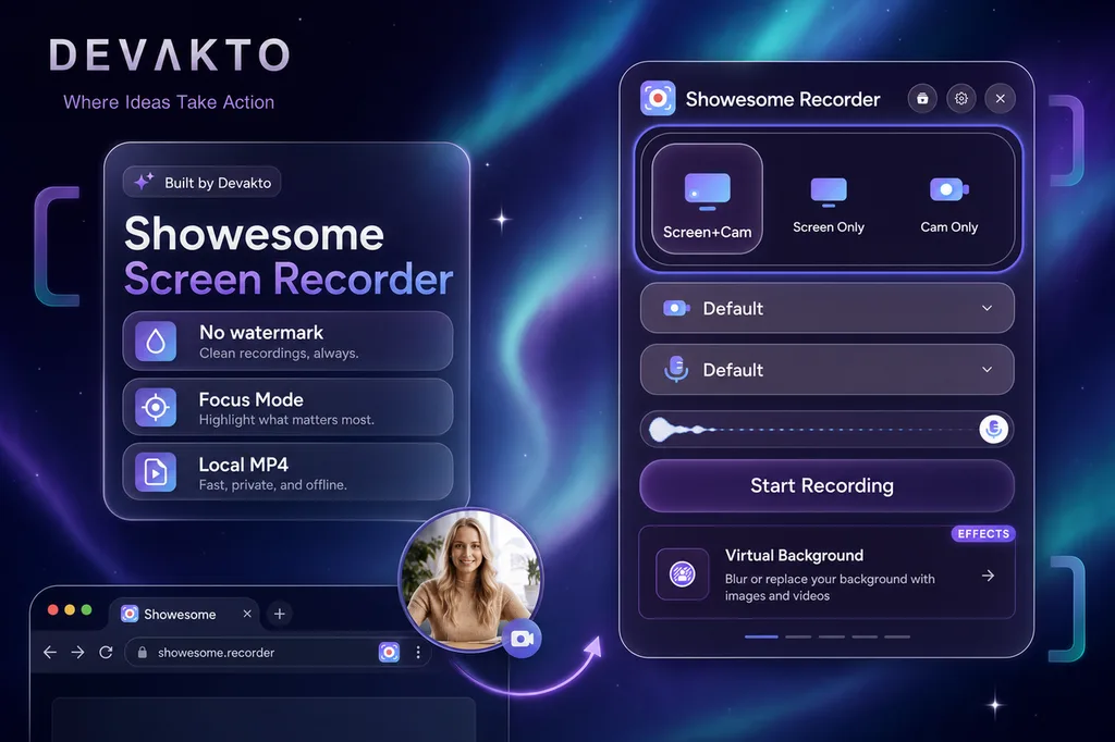 Showesome Screen Recorder — screen and camera recording in Chrome